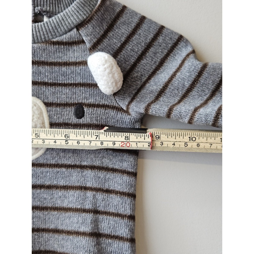 Just One You by Carter's Baby Bear Romper 3M‎ Gray Brown Striped Cozy - Picture 8 of 8